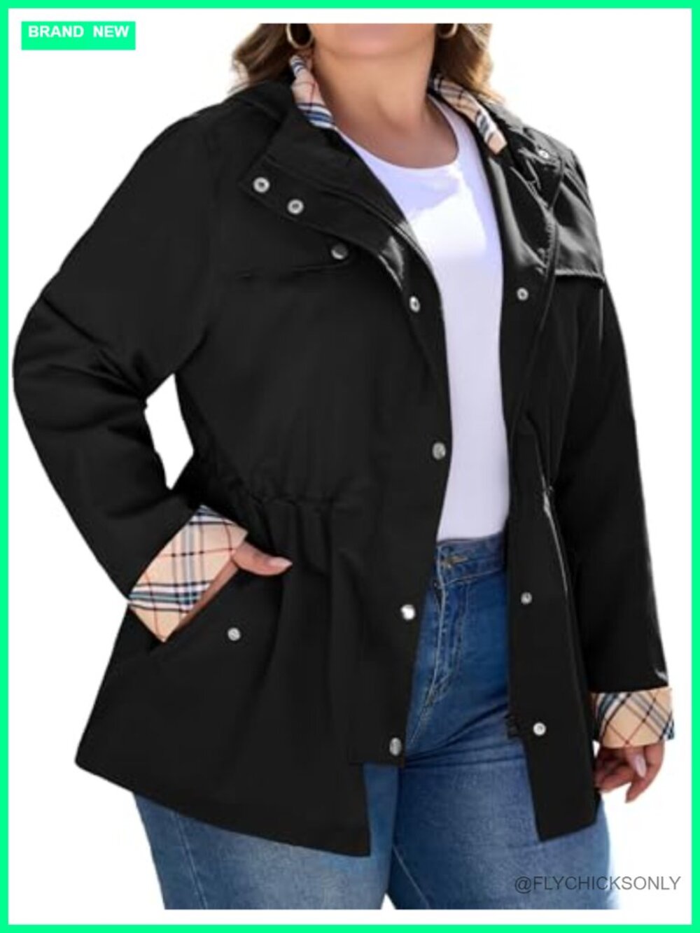 Plus Size Lightweight Hooded Raincoat Waterproof Windbreaker